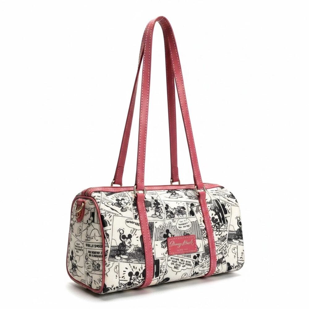 Dooney & Bourke Disney Parks "Comics" Barrel Bag Classic Pink Leather Trim 2011